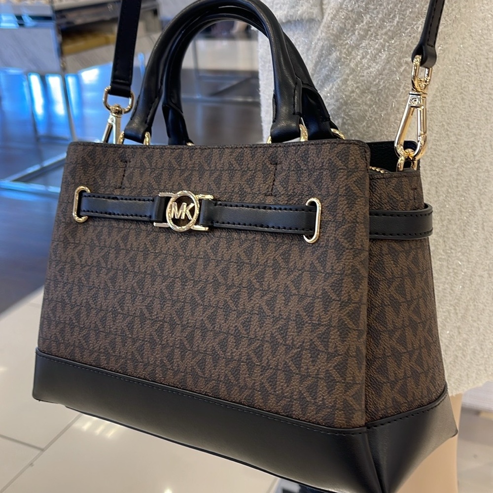 Michael Kors Reed Small Belted Logo Satchel Crossbody Center Zip Bag Purse 
NWT - Picture 10 of 16
